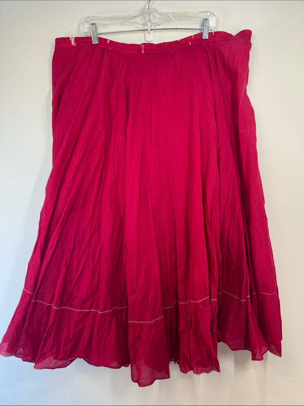 Coldwater Creek Fuchsia A-Line Skirt Silk Blend Flowy Boho Cottage Core